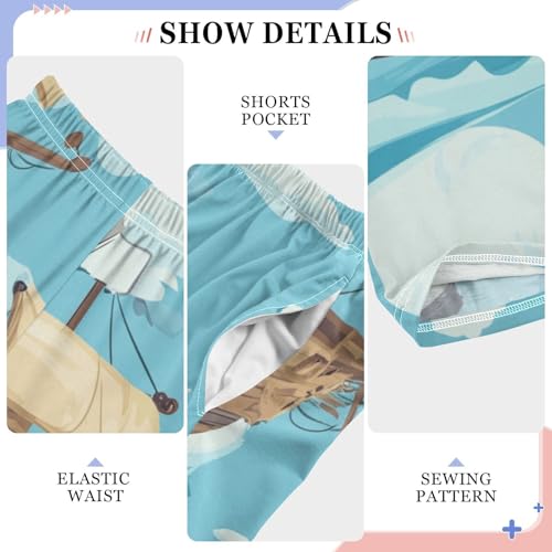 ZZXXB Pirate Ship Pattern Boys Long Pants Soft Trousers Elastic Waist Kids Lounge Bottoms with Pockets S-XL4