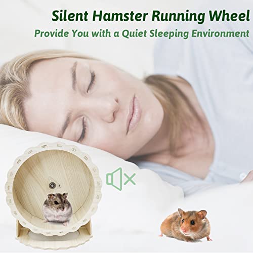 Bnosdm Wooden Hamster Exercise Wheel Silent Hamster Running Wheels With Stand Adjustable Quiet Small Animal Wheel Spinner Toy For Syrian Hamster Gerbil Mice Rat Hedgehogs (9 Inch) #TOP1