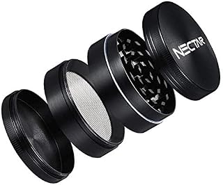 NECTAR | PollenEasier | Premium Metal Herb Grinder | Portable Grinder | 4 Part Black Anodised Aluminium Grinder with Micron Screen (55mm)
