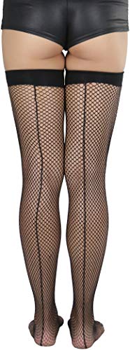 ToBeInStyle Womens Beautiful Backseam Fishnet Thigh High Stockings4