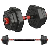 SONGMICS Dumbbell Set, 10 kg Weights with Connecting Bar, Hexagon, Adjustable Weight Plates, for Men Women Workout, Fitness Training, Weight Lifting, Home Gym, Ink Black SYL100B01