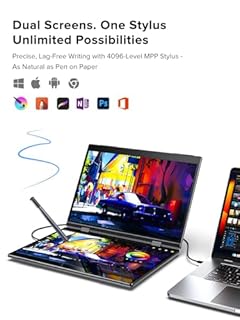 UPERFECT Delta Pro Touch Portable Monitor, 16" 2K Laptop Screen Extender, Touchscreen Dual Monitor with Stylus, First Pressure-Sensitive Touch Display, Stacked Folding Vertical Dual Screen with Stand