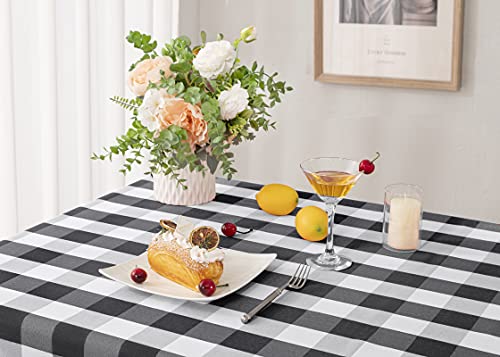 Joybest Black And White Checkered Rectangle Tablecloth - Wrinkle Resistant Waterproof Table Cloth Heavy Weight Plaid Washable Polyester Table Cover For Outdoor Picnic, Dinner And Party, 60 X 84 Inch #TOP4
