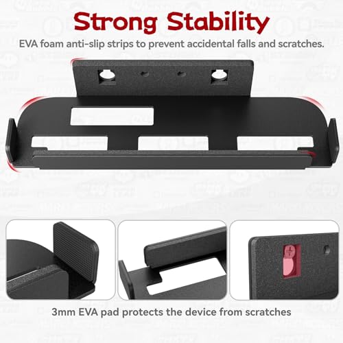 sciuU Soporte de Pared de Metal Compatible con Nintendo Switch 2 Dock – Acero Inox1.5mm,Recubrimiento Anti‑Rayado, Ventilación Inferior, Montaje Elevado para Espacio Organizado Accesorios - imagen 3