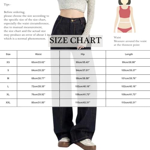 Fleece Lined Jeans Women Petite Thermal Stretch High Rise Wide Leg Winter Jeans Baggy Denim Pants Trendy 20242