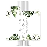 Personalized Lip Balm Labels with Your Choice of 30 Flower Styles - Choose Font and One of Four Pre-made Phrases or Add Custom Text - LABELS ONLY (006 Palm Leaves)