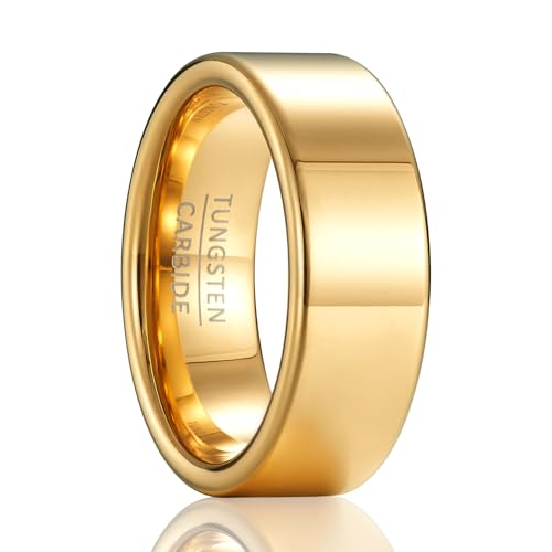 Men's and women's wedding rings, universal tungsten carbide jewelry for couples, men's rings, 8mm wide flat polished simple and luxurious design