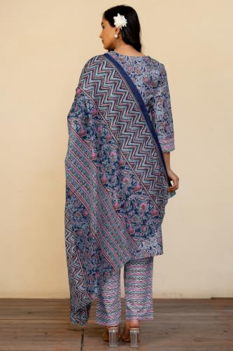 Image of MIRCHI FASHION Pure Cotton Women Straight Batik Printed Kurti Set with Dupatta and Pant
