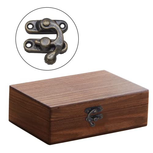Kyuionty Antique Bronze Right Latch Hook Hasp, Small Box Hinges and Retro Latch Lock for Decorative Cabinet Small Wooden Jewelry Box Gift Box (1 Pcs Hasp Catch + 2 Pcs Hinges) - Image 6