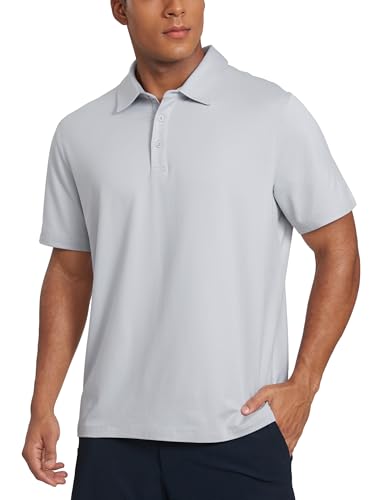 CRZ YOGA Cloud Jersey Mens Golf Polo Shirt Midweight Short Sleeve Soft Moisture Wicking Lounge Athletic Casual T-Shirts