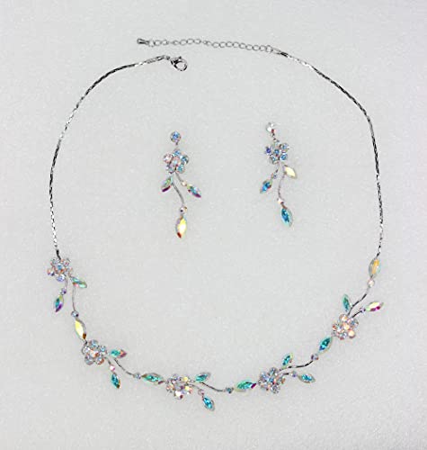 Image of Faship Gorgeous Rhinestone Crystal Floral Necklace Earrings Set