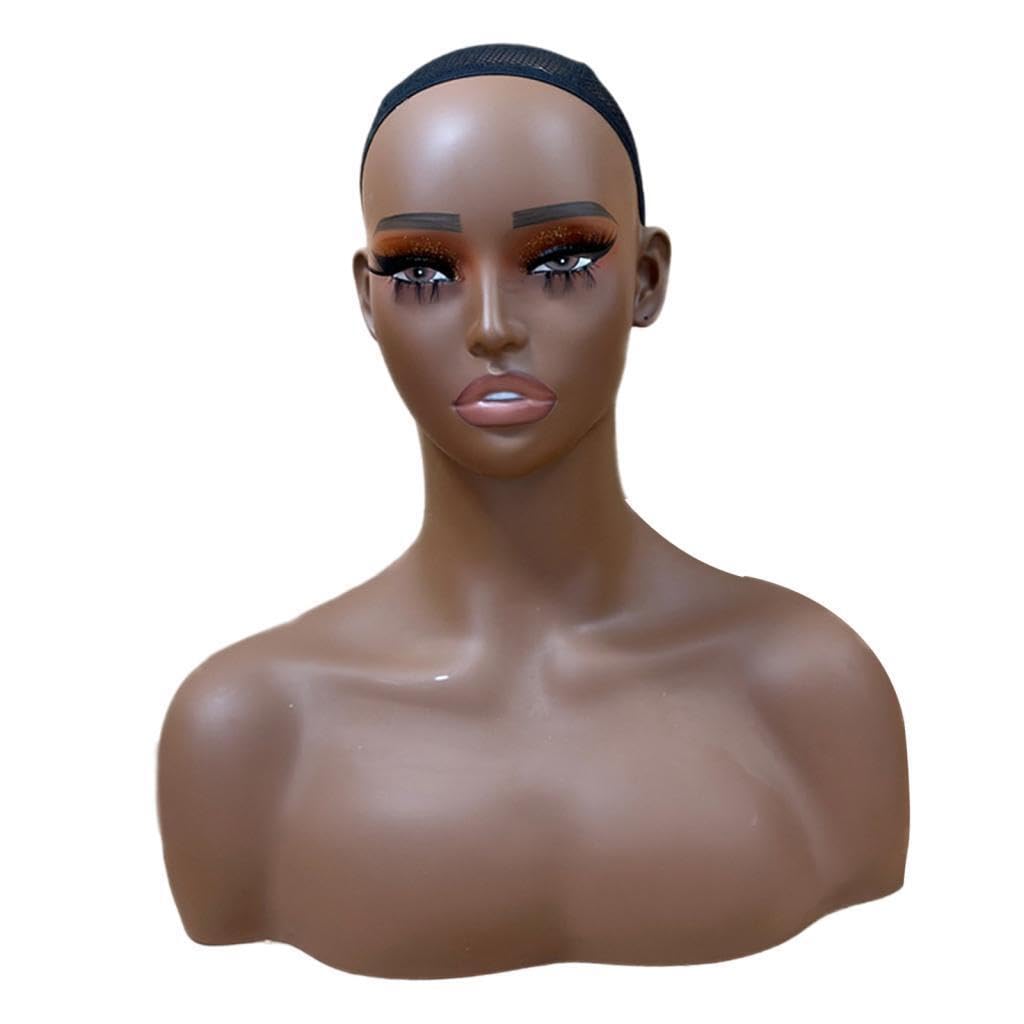 AUYXSSZ Realistic Female Mannequin Head Strong Lightweight Displaying Wigs Jewelry Hats And Various Accessories Hats Jewelry Necklace Glasses Wig Display