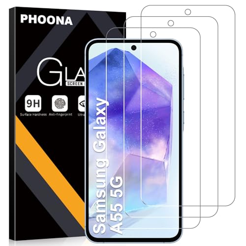 Phoona 3 Stück Schutzfolie für Samsung Galaxy A55 5G für Panzerglas 9H Härte 0.33mm HD Displayschutzfolie Full Screen Stoßfest Frei von Kratzern Ultra-klar für Samsung A55 Panzer Schutz Glas
