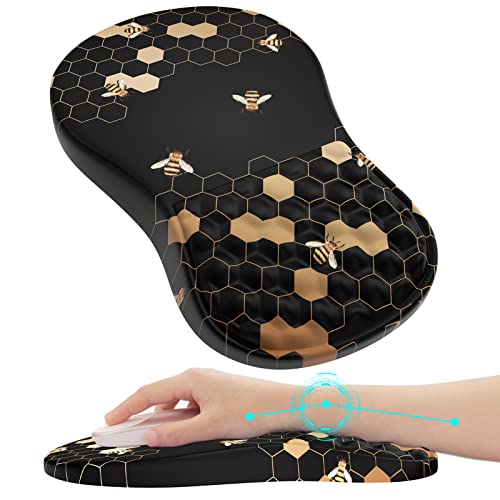 Icasso Ergonomic Mouse Pad Wrist Support, Wrist Rest, Comfortable Computer Gel Mouse Pad For Laptop, Memory Foam,Pain Relief Mousepad With Non-Slip Pu Base For Office Home (Honeycomb) #TOP23