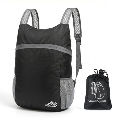 Mochila Plegable Ultraligera Negra para Senderismo miniatura 1