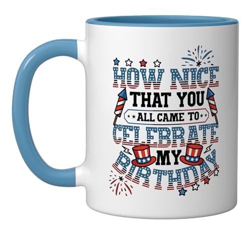 Taza cerámica azul y blanca de 11 onzas para cumpleaños miniatura 1