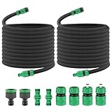 TOROKOM 100FT Soaker Hose Garden Drip Irrigation System Kit - Water Saving Efficient Watering High Quality for Garden Lawn Agriculture with UK Faucet Connectors Quick Connect Accessories