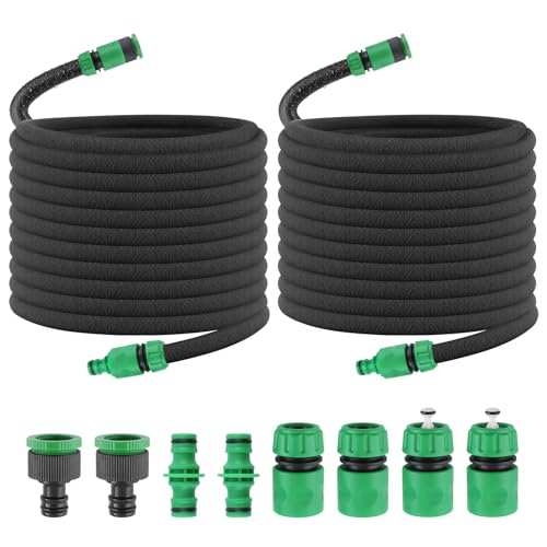 TOROKOM Tuyau Microporeux d'Irrigation, 100FT Tuyau Poreux Flexible, Tuyau d'Infiltration PE Goutte...