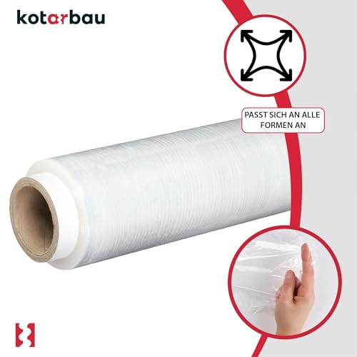 KOTARBAU® 6 Rollen Wickelfolie Stretchfolie 1,5 kg | L: 285 m B: 50 cm | Strechfolienrolle Transparent Stretchfolie Folie Verpackungsfolie transparent Umzugsfolie für Möbel Packfolien Stretch Film