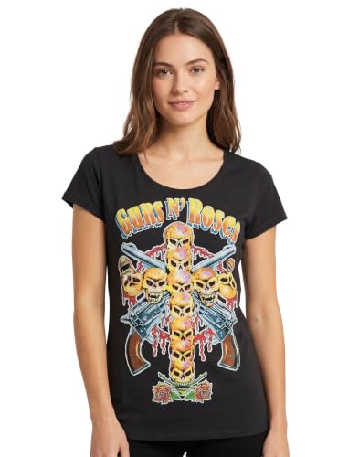 Image of Amplified Guns N Roses Neon Skull Cross Women's T-Shirt