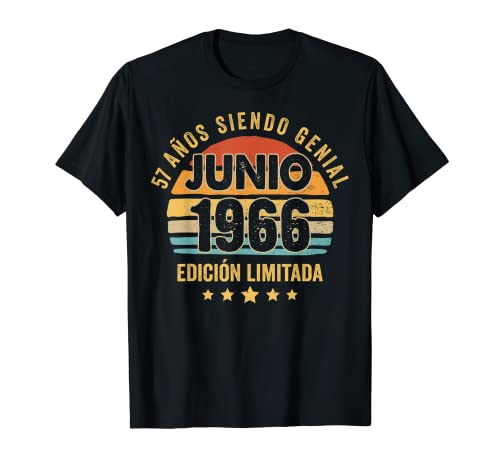 Hombre 57 Años Cumpleaños Regalo Hombre Junio 1966 Junio 57 Años Camiseta