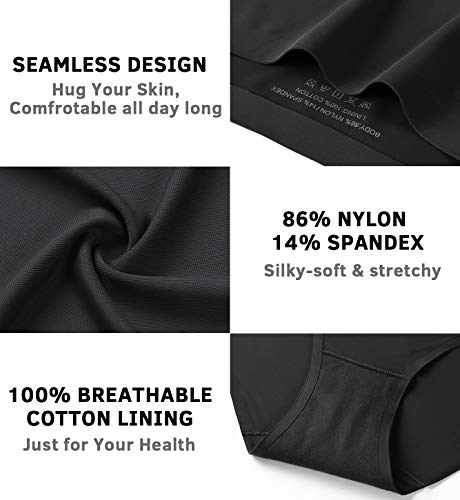 Wealurre Seamless Underwear for Women No Show Panties Soft Stretch Hipster Bikini Underwears 5-Pack4