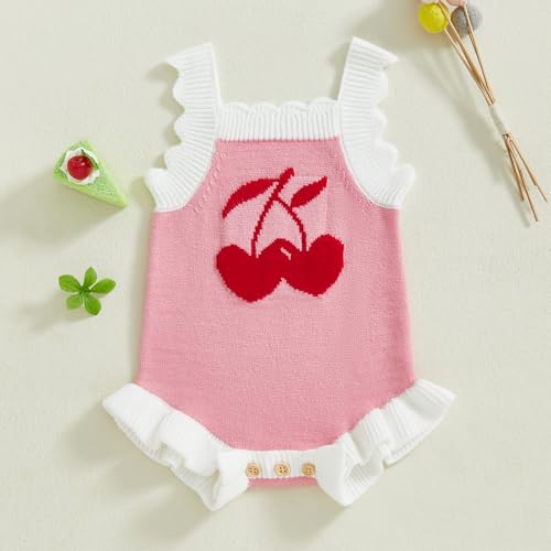 Baby Girl Knit Romper Fashionable Christmas Tree and Letter Embroidery Square Neck Sleeveless Ruffled Jumpsuit Xmas2