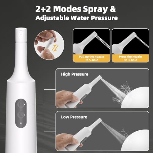Image of Hibbent Portable Bidet for Travel, High Pressure Electric Handheld Bidet Sprayer, 350-550ML Expandable Bottle for Personal Hygiene, USB-C Rechargeable Waterproof, Travel Sprayer for Women & Men, White