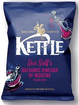 Kettle Chips Sea Salt & Balsamic Vinegar Crisps 40g   Pack of 54 | Gourmet Potato Chips