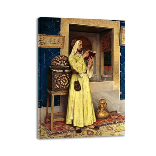 RYLJCZ Impresiones artísticas famosas de Osman Hamdi Bey. (Lectura) Impresión sobre lienzo. Póster de ilustraciones en lienzo de reproducción, 50x70cm (19,7x27,6) Sólo lienzo