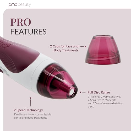 PMD Personal Microderm Pro - At-Home Microdermabrasion Machine with Kit for Face & Body - Exfoliating Crystals and Vacuum Suction for Fresh and Radiant Skin - High & Low Speed Options