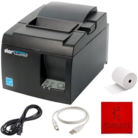 Star Micronics TSP143IIIU USB ONLY - NOT Bluetooth - Thermal Receipt Printer Bundle - 1 Year Warranty - with USB 2.0 Cable, Universal Power Cord and Microfiber Cleaning Cloth - TSP100iii-USB (Renewed) Cover