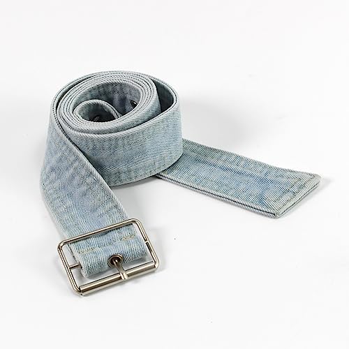 Women Cotton Denim Waist Belt with Metal Buckle Waistband Casual Vintage Punk Wear3