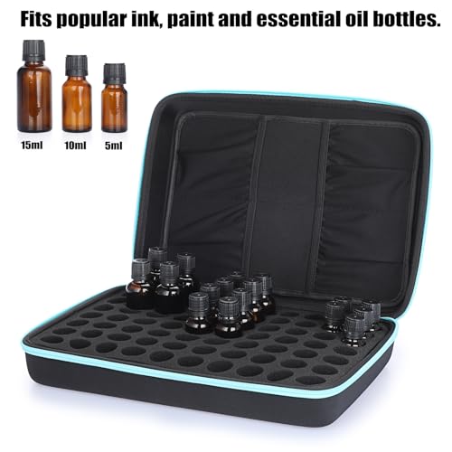 Image of ELLDOO Alcohol Ink Storage Carry Case, Fits up to 70 Bottles, Alcohol Ink Case Miniature Paint Carry Organizer for Ink and Paints with Foam Insert and Inner Storage Pocket, Blue (Ink not Included)