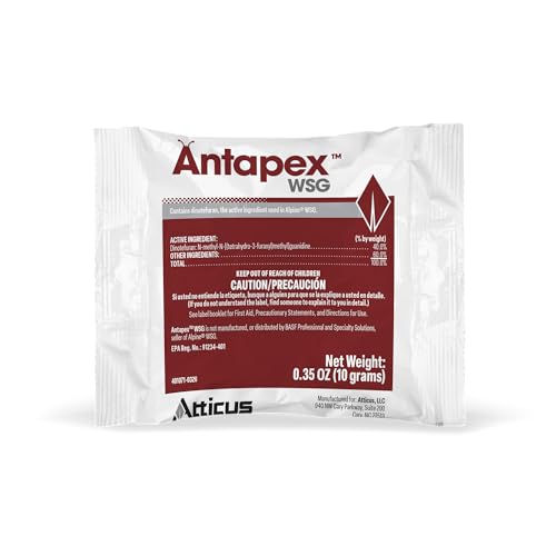 Atticus Antapex WSG Insecticide (10 Gram) Indoor & Outdoor Pest Control for Ants Bed Bug German Cockroaches Fleas Flies & Stink Bugs - Ant & Roach Killer 40% Dinotefuran Concentrate
