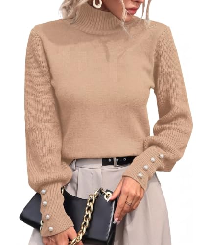 Image of Upopby Women's Fall Winter Turtleneck Sweaters Knitted Pullover Sweater Top