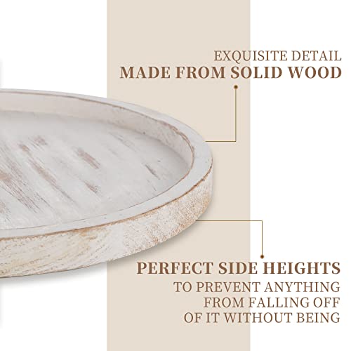 Lazy Susan Organizer Wooden Turntable: Hanobe White Round Wood Trays For Decorative Kitchen Counter Coffee Table Home Decor Spice Spinner #TOP5