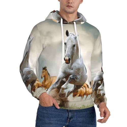 Sweat à capuche homme EdWal imprimé cheval chandail polyester sport casual