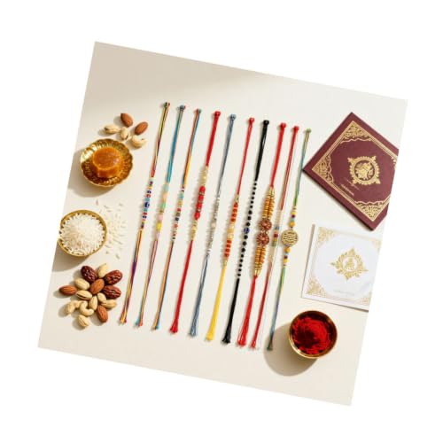 Image of Fashion Frill Unisex Adult Multicolor Rakhi For Brother Set Combo Of 10 | Traditional Rakhi Set For Bhaiya | Rakhi Bracelet For Bhai | Rakhis For Rakshabandhan | Rakhi Gift