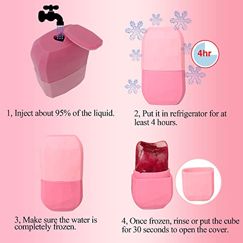 Wismee Ice Face Roller, Ice Roller for Face & Eye Puffiness Relief, Silicone Reusable Facial Ice Roller, Ice Mold for Face Beauty Reduce Fine Line, Face Massage Ice Tray, Gifts for Women (Pink) - Thumbnail 7