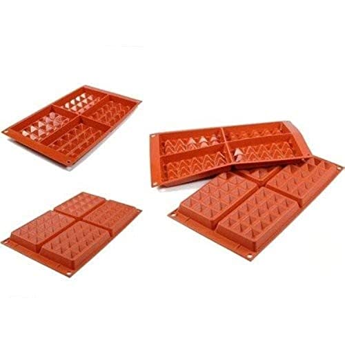 silikomart 26.155.00.0065 SF 155 Moule Forme Gaufres Classiques Silicone Rouge Brique 30,1 x 17,5 x 2,29 cm
