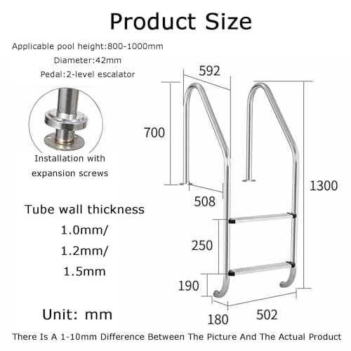 Escalera para piscina de 2 o 3 escalones con barandales curvos miniatura 2