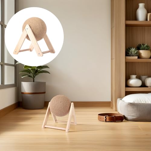 Bola de sisal para rascar BCOATH interactiva con madera giratoria 8