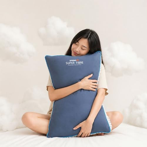 Image of Springfit Hypoallergenic Super Fibre Soft Pillow (17x27 Inch-Pack of 2) Blue