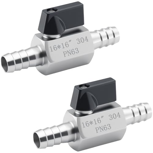 5/8″ Hose Barb Ball Valve, 304 Stainless Steel Mini Fuel Shut Off Valve,Heater Hose Shut Off Valve for Water Gas Fuel Drip Irrigation and Aquariums(2PCS)