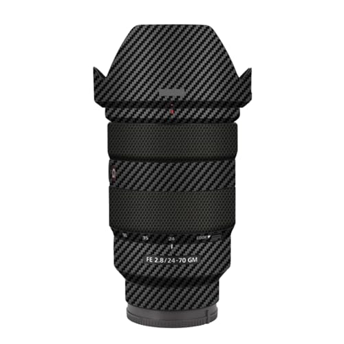 Piel protectora de vinilo para lente de cámara, adhesivo protector para Sony FE 24-70 mm f/2.8 GM, acabado en fibra de carbono negro miniatura 1