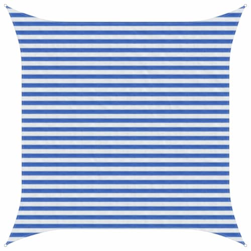 Voile d'ombrage contre la chaleur carré 3x3m bleu blanc en PEHD respirant