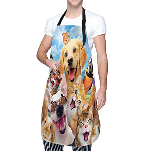 Funny Dog Apron With Pockets Cute Dogs Grooming Aprons For Women Men Waterproof Pet Bibs With Adjustable Neck Straps For Kitchen Garden Cooking Bbq #TOP1