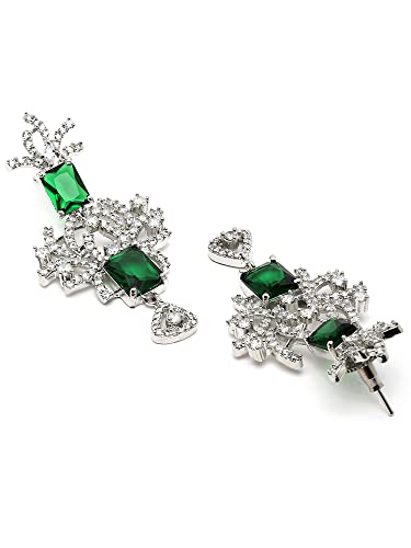 Image of Karatcart Silver Tone Green American Diamond Studded Necklace Set for Women