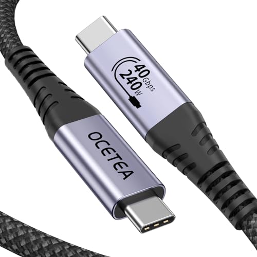 Ocetea 240W Thunderbolt 4 Cable, [USB-IF Certified] 40Gbps USB4 Cable Compatible USB C 3.2 Gen 2, Support 8K@60Hz PD3.1 for MacBook Pro, Mac Pro/Studio/mini, iMac, eGPU, Docking, Hub, SSD etc[1M]